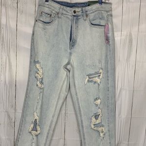 Distressed mom jeans